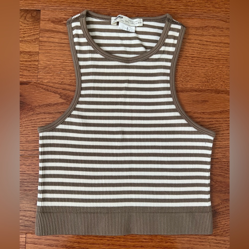 brown striped tank